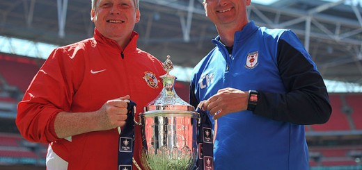 Chris Willcock And Graham Fenton With The FA Vase At Wembley
