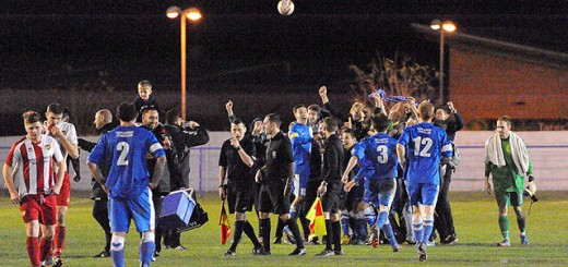 Post match celebrations from Glossop North End